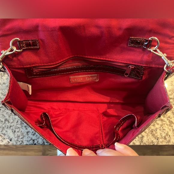 White House Black Market Burgundy Croc-Embossed Clutch - Picture 7 of 8